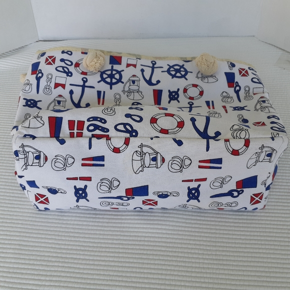 Nautical Tote Purse Shoulder Bag Canvas Anchors - Picture 8 of 9